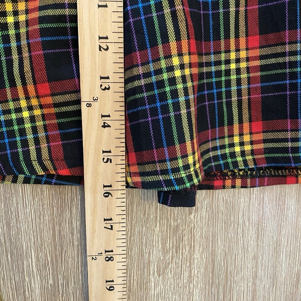 Hot Topic Rainbow Plaid Double Buckle Pleated Skirt Kilt Goth Punk Academia Sz S - Picture 6 of 6